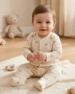 Ayıcık Desenli Raporlu Patikli Erkek Bebe Tulum