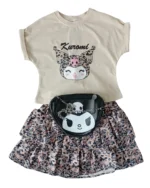 Çantalı Leopar Etekli Kız Çocuk Takım - Görsel 3