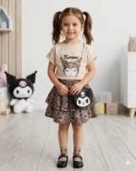 Çantalı Leopar Etekli Kız Çocuk Takım