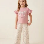 Çiçekli Müslin Kız Çocuk Takım