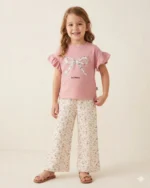 Çiçekli Müslin Kız Çocuk Takım