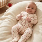 Çilek Desenli Raporlu Patikli Kız Bebe Tulum