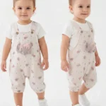 Fil Desenli Bebe İkili Salopet Set