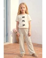 Fiyonk Detaylı Puantiye Baskılı Kız Çocuk Takım - Görsel 2