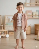 Keten Gömlekli Üçlü Kaprili Erkek Çocuk Takım - Görsel 2