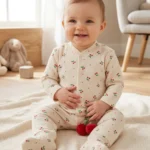 Kiraz Desenli Raporlu Kız Bebe Tulum