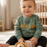 Kışlık Üçiplik Wild Life Baskılı Erkek Bebek Takım