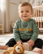 Kışlık Üçiplik Wild Life Baskılı Erkek Bebek Takım