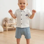 Müslin Gömlekli Erkek Bebek Takım
