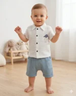 Müslin Gömlekli Erkek Bebek Takım