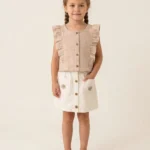 Müslin Gömlekli Kot Etekli Kız Çocuk Takım