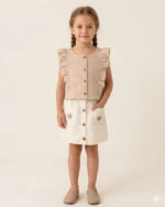 Müslin Gömlekli Kot Etekli Kız Çocuk Takım