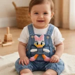 Ördekli Kız Bebek Salopet Takım