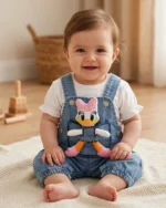 Ördekli Kız Bebek Salopet Takım