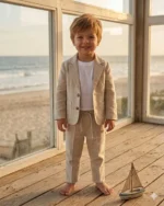 Üçlü Tişörtlü Keten Erkek Çocuk Takım