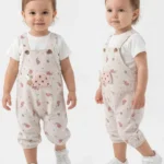 Uğur Böceği Desenli Bebe İkili Salopet Set