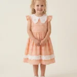 Yakası Fistolu Kız Çocuk Elbise