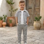 Yazlık Gömlekli Üçlü Erkek Çocuk Takım