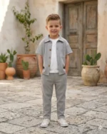 Yazlık Gömlekli Üçlü Erkek Çocuk Takım